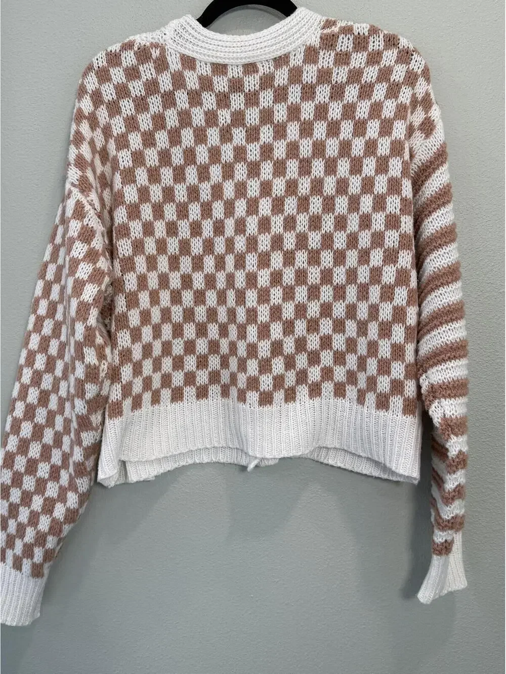 Boutique Checkered Print Knit Button Up Cardigan - Women's XL